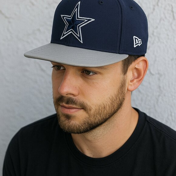 Vintage Dallas Cowboys Snapback Hat - Navy & Gray - Embroidered Star Logo - Picture 1 of 3